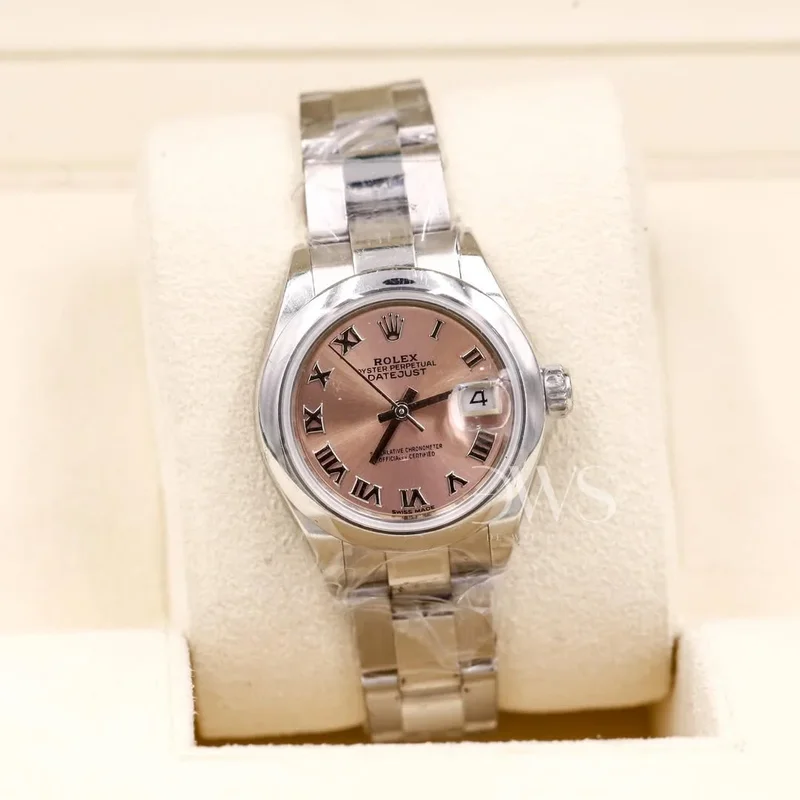 Lady-Datejust 28 Stainless Steel Domed / Oyster / Pink Roman