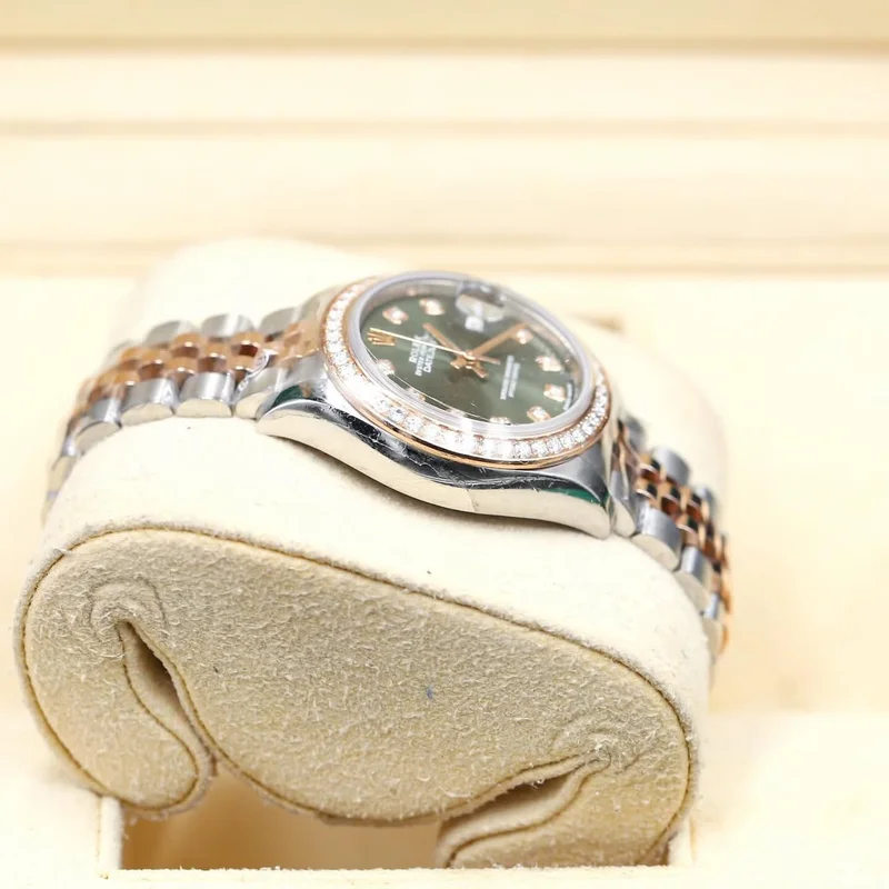 Thumb Lady-Datejust 28 Rolesor Rose Diamond / Jubilee / Olive Diamond