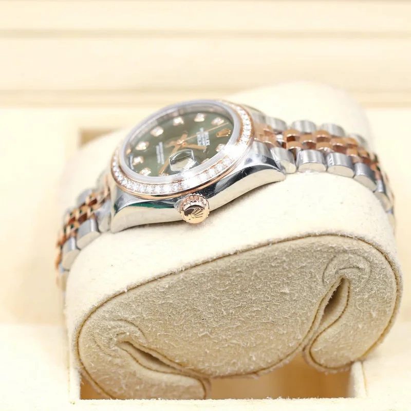 Thumb Lady-Datejust 28 Rolesor Rose Diamond / Jubilee / Olive Diamond