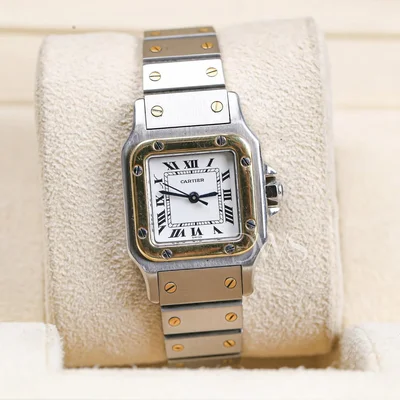 Santos Galbee Two Tone Yellow Gold White Dial
