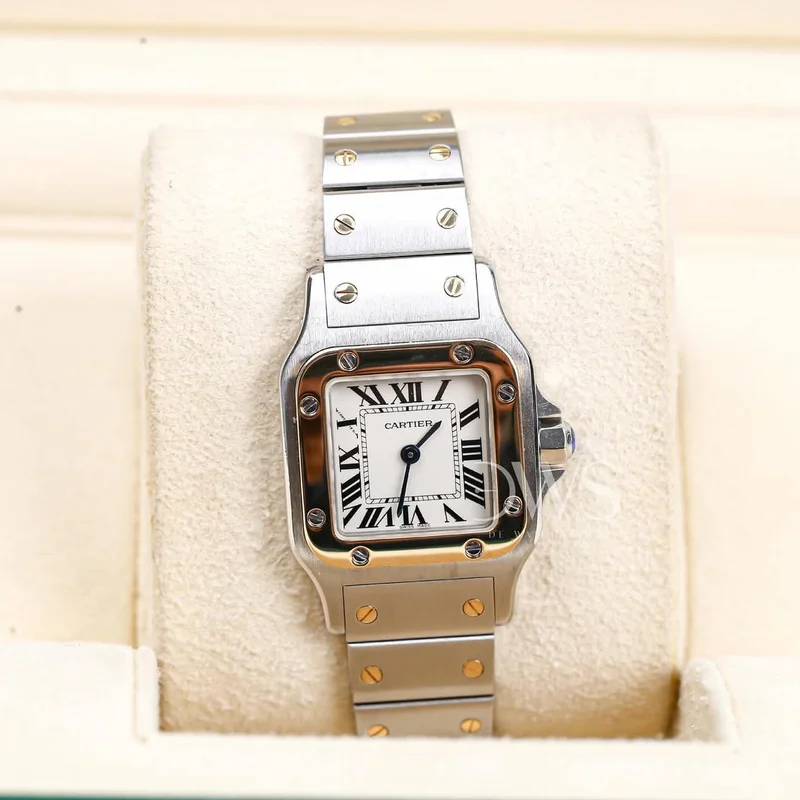 Santos Galbee Two Tone Yellow Gold White Dial