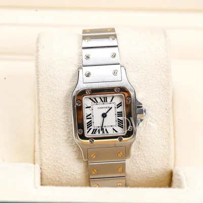 Santos Galbee Two Tone Yellow Gold White Dial