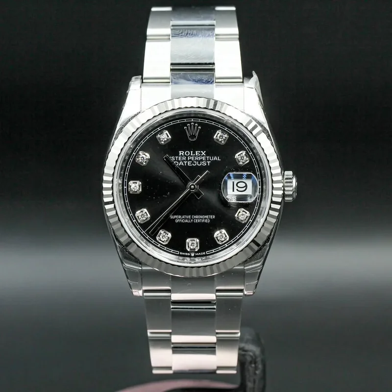 Datejust 36 Stainless Steel / Fluted / Black-Diamond / Oyster