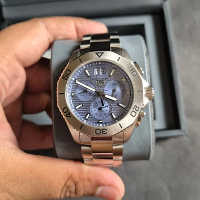 Aquaracder Professional 200 Quartz Chronograph Big Date Stainless Steel / Ice Blue