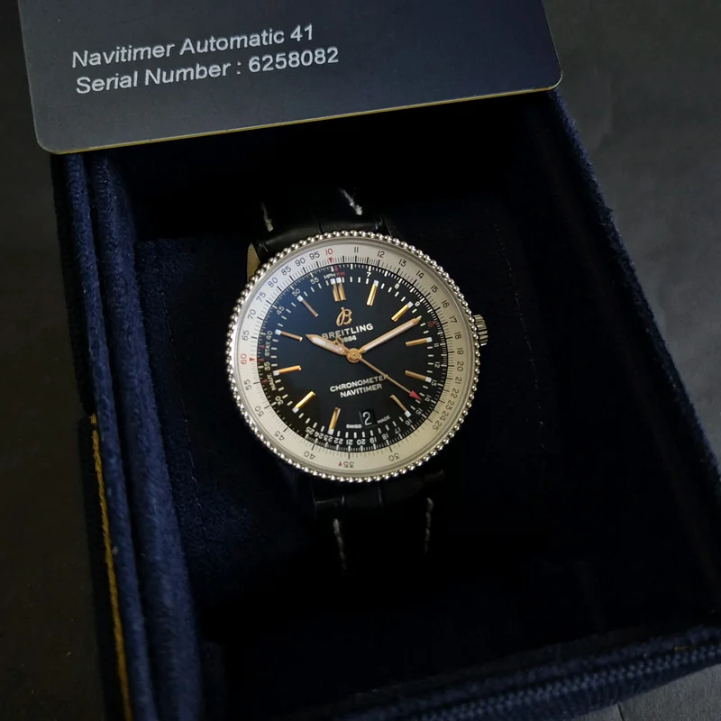 Thumb Navitimer Automatic 41 Automatic Stainless Steel / Black / Croco / Folding