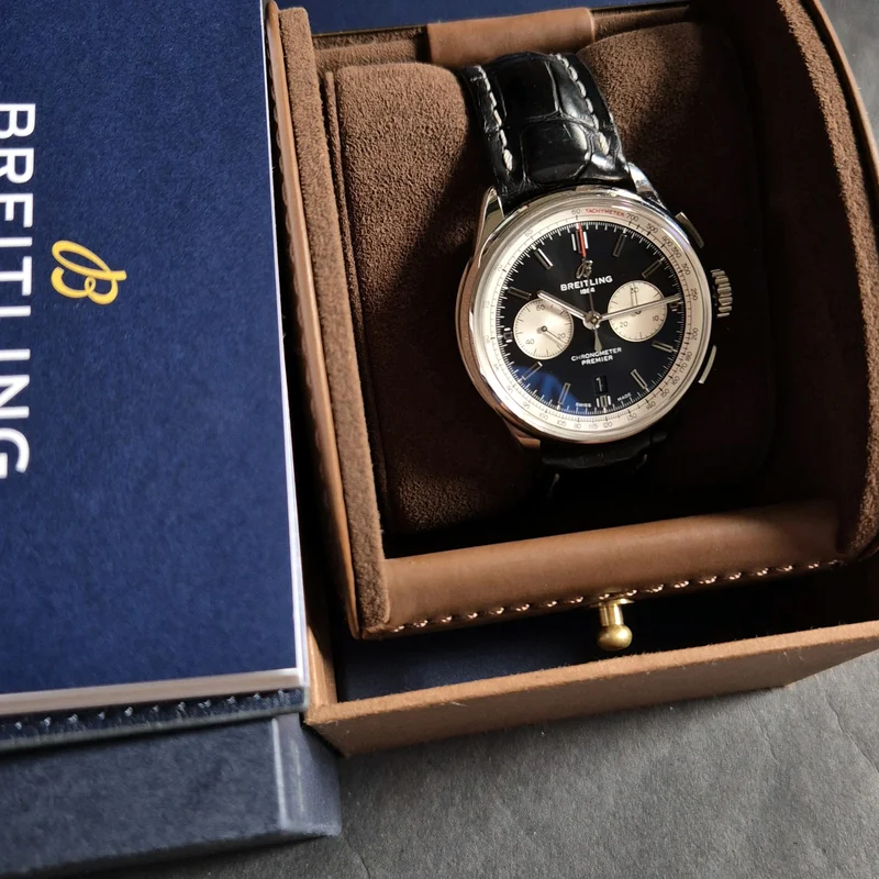 Thumb Premier B01 Chronograph 42 Stainless Steel / Black / Alligator / Folding