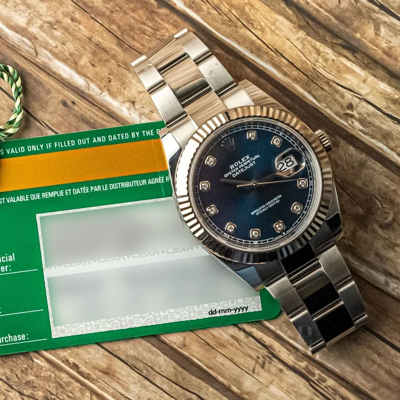 Thumb Datejust 41 Stainless Steel Fluted / Oyster / Blue - Diamond