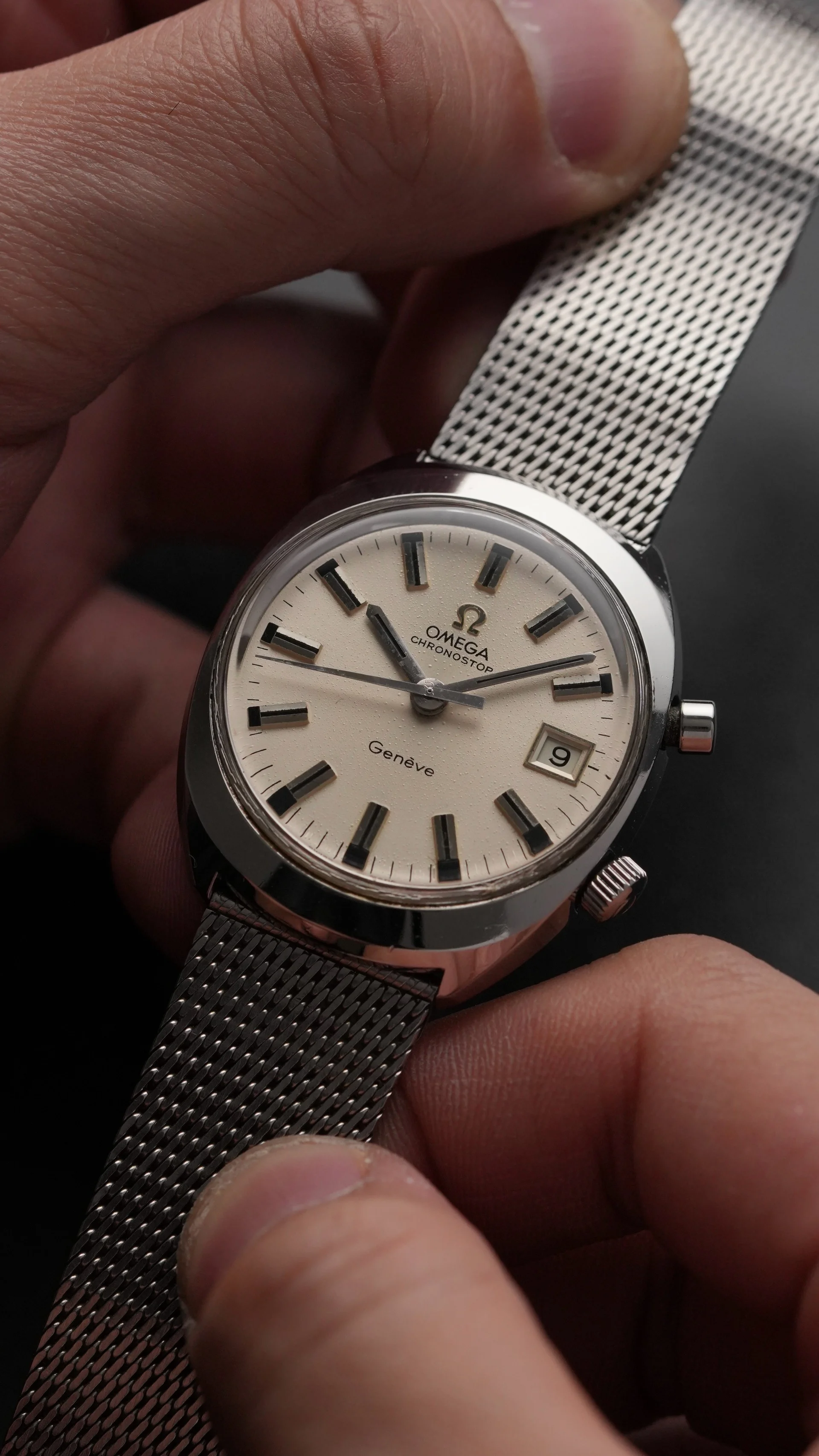 OMEGA Chronistop Geneve 146.009 JDM silver dial manual 920