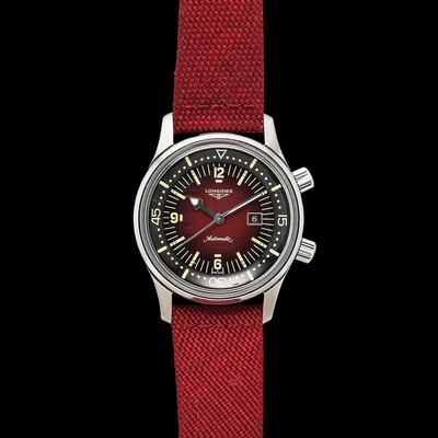 Legend Diver 36 Stainless Steel / Burgundy / Strap