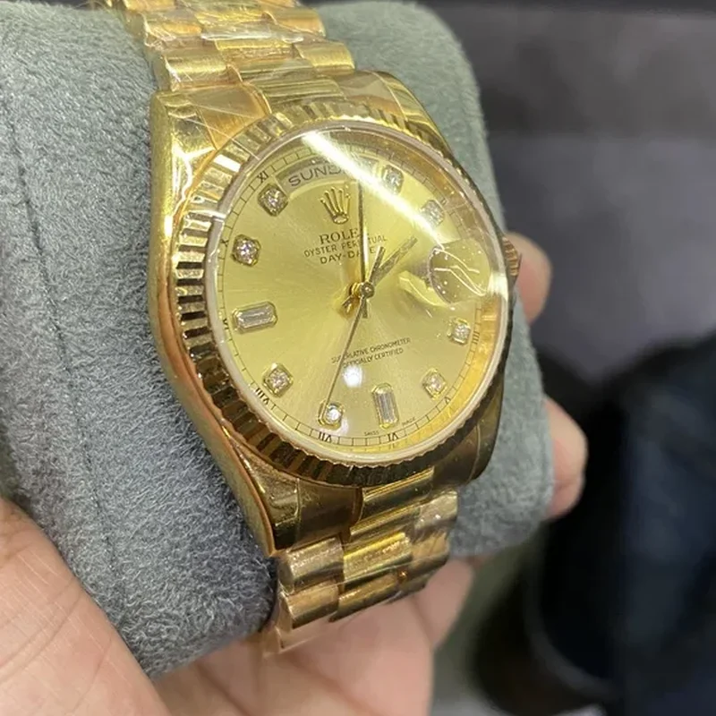 Thumb Day-Date 36 Yellow Gold Fluted / President / Champagne Diamonds