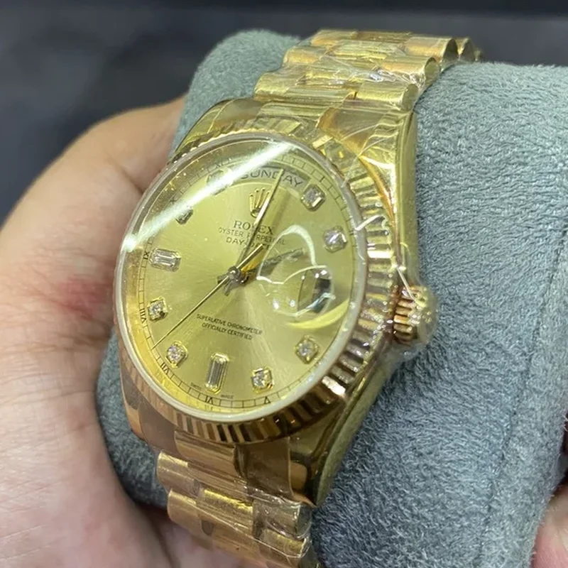 Thumb Day-Date 36 Yellow Gold Fluted / President / Champagne Diamonds