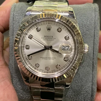 Datejust II Fluted Silver Diamonds
