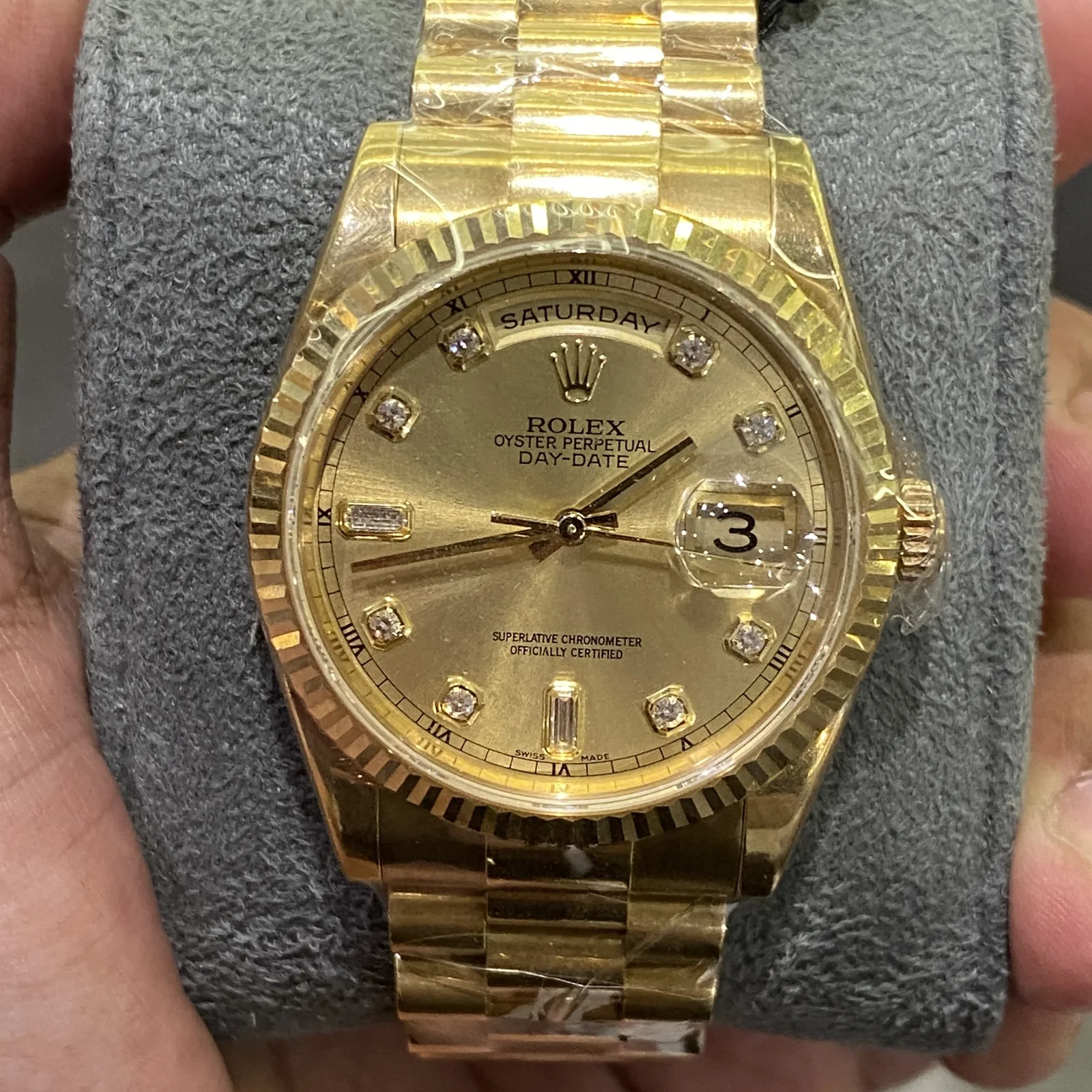 Day-Date 36 Yellow Gold Fluted / President / Champagne Diamonds