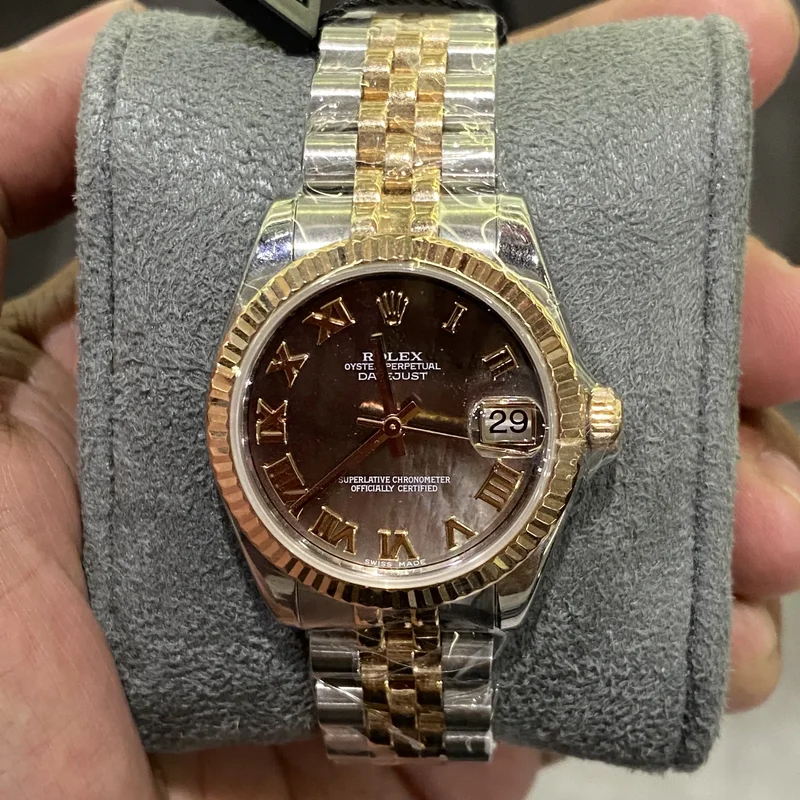 Datejust 31 Rolesor Everose Fluted / Jubilee / Black MOP Roman