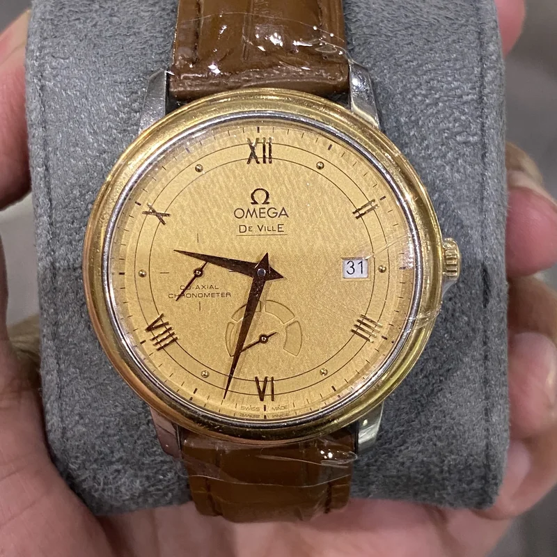 De Ville Prestige Co-Axial 39.5 Power Reserve Stainless Steel / Yellow Gold / Vintage Champagne Silk