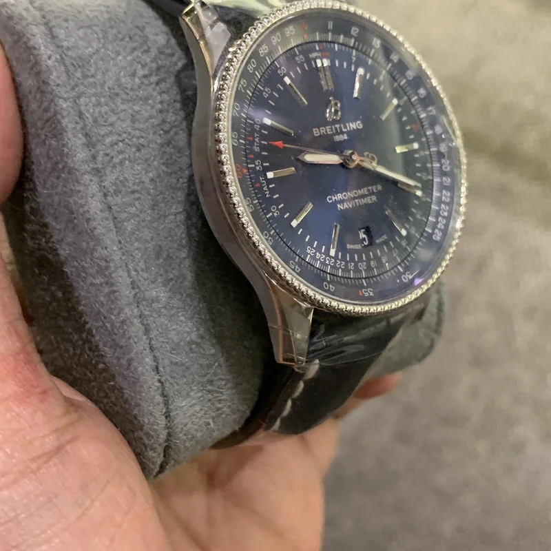 Thumb Navitimer Automatic 41 Automatic Stainless Steel / Blue / Croco / Pin