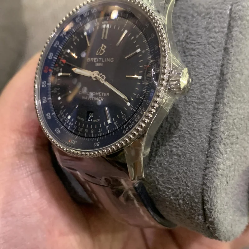 Thumb Navitimer Automatic 41 Automatic Stainless Steel / Blue / Croco / Pin