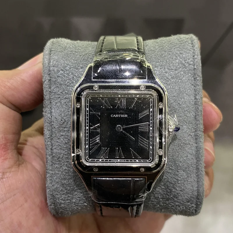 Santos Dumont Stainless Steel / Black Lacquer