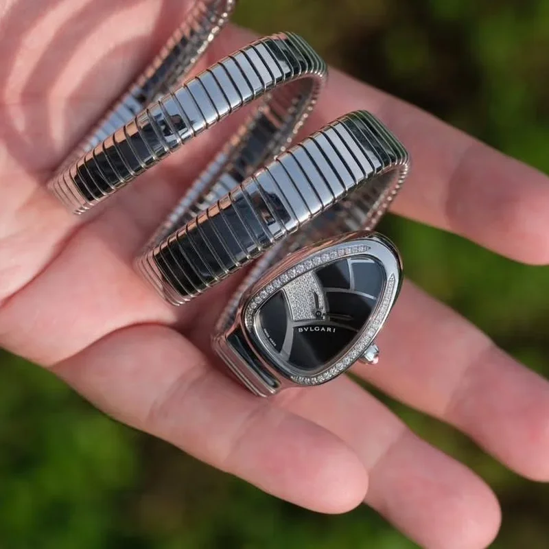 Thumb Serpenti 2 Row Stainless Steel / Black Diamond