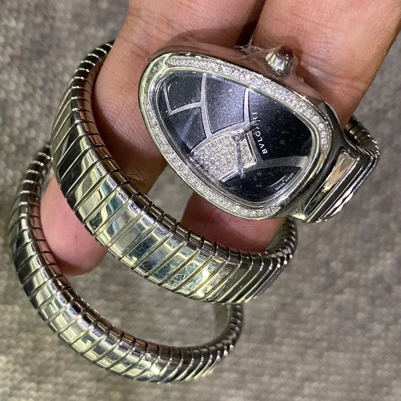 Thumb Serpenti 2 Row Stainless Steel / Black Diamond