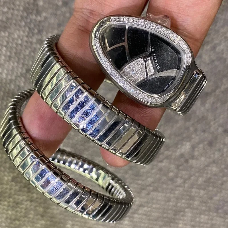 Thumb Serpenti 2 Row Stainless Steel / Black Diamond