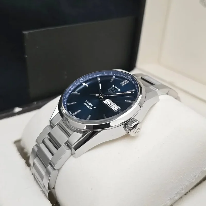 Thumb Carrera Calibre 5 Day Date Stainless Steel / Blue / Bracelet