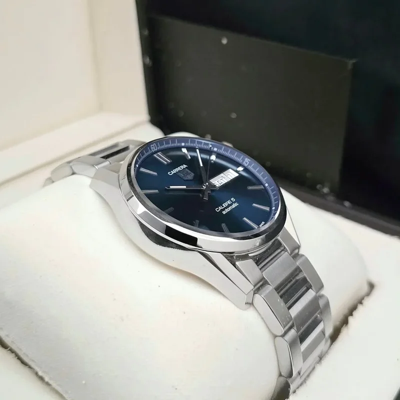 Thumb Carrera Calibre 5 Day Date Stainless Steel / Blue / Bracelet