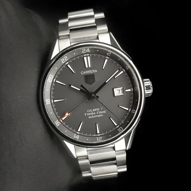 Calibre 7 Twin Time Stainless Steel / Grey / Bracelet