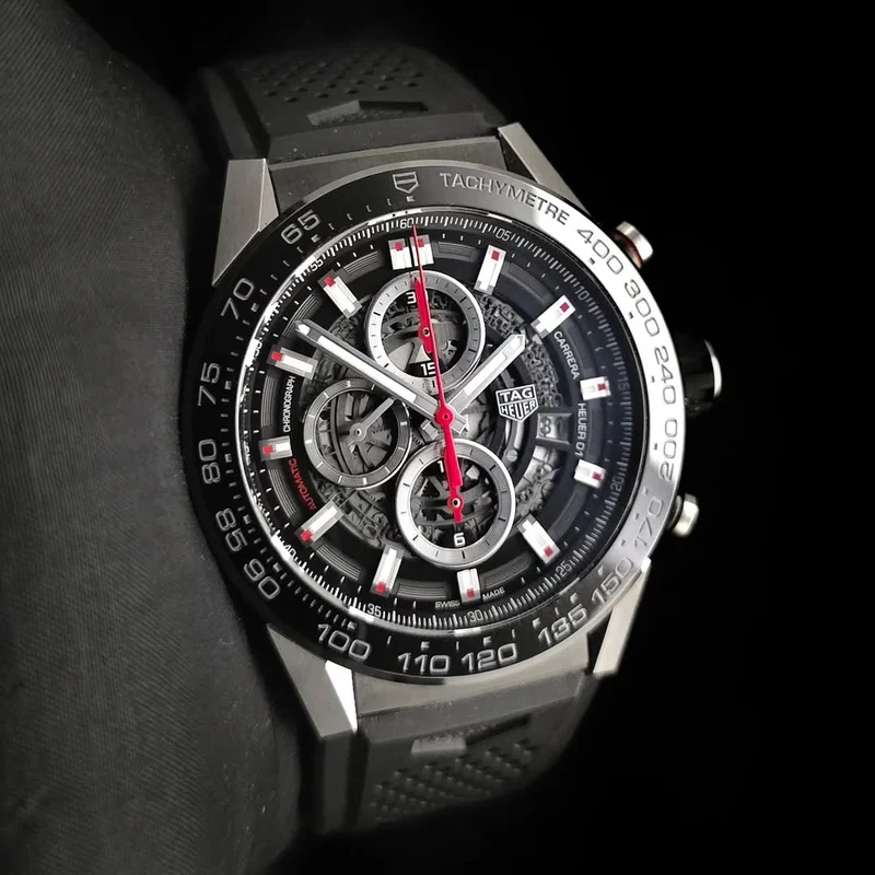 Carrera Calibre Heuer 01 45 Stainless Steel / Skeleton / Rubber