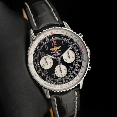 Navitimer 01 43 Stainless Steel / Black Arabic / Calf / Pin