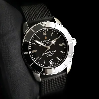 Superocean Heritage II 42 Stainless Steel / Black / Black / Rubber / Pin