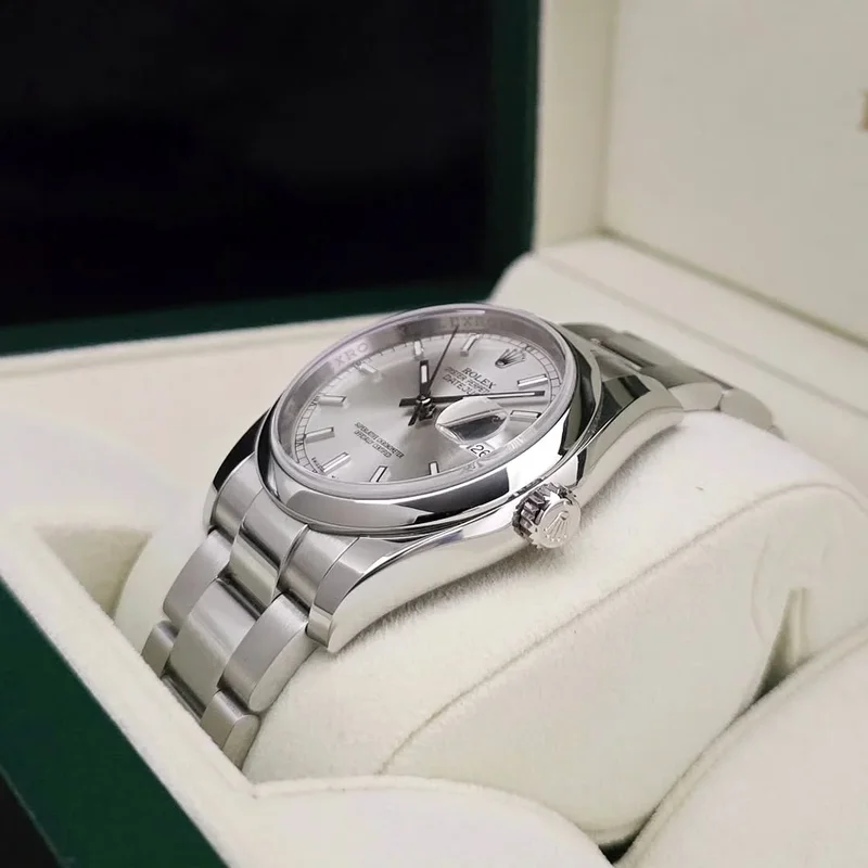 Thumb Datejust 36 Stainless Steel Domed / Oyster / Silver
