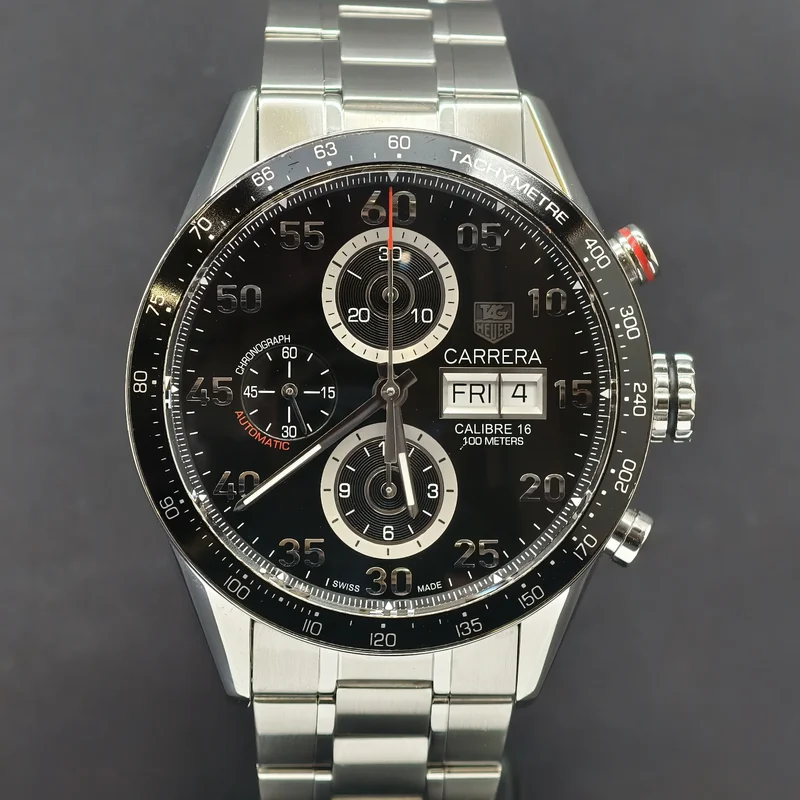 Carrera Calibre 16 Day Date 43 Stainless Steel / Black / Bracelet