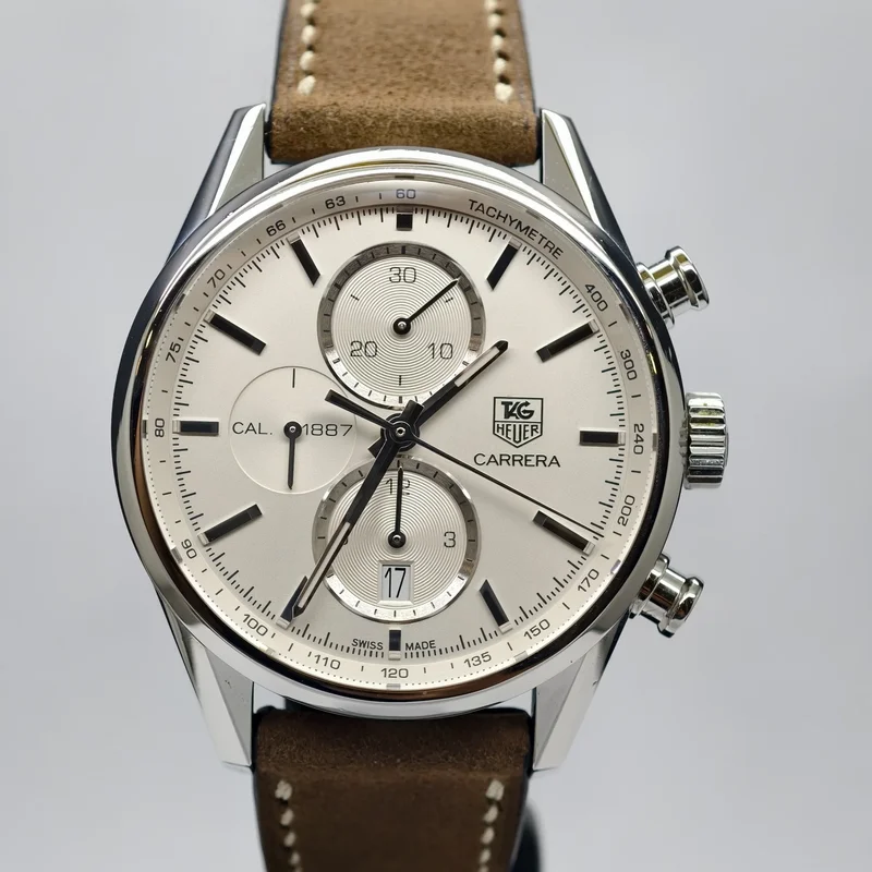 Carrera Calibre 1887 41 Stainless Steel / Silver / Alligator