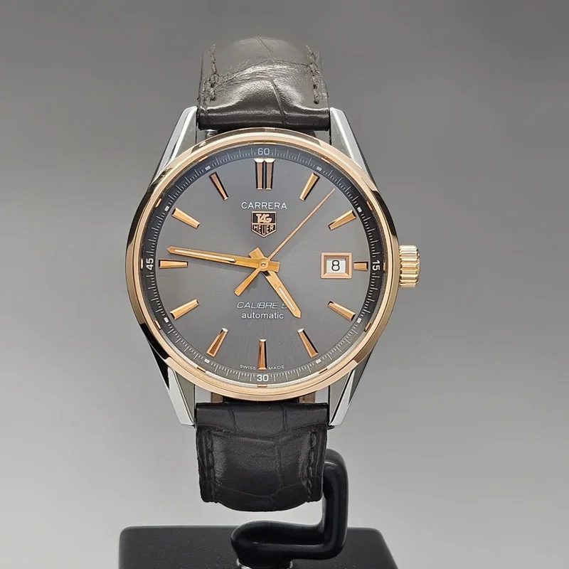 Carrera Calibre 5 39 Stainless Steel / Rose Gold / Grey / Alligator